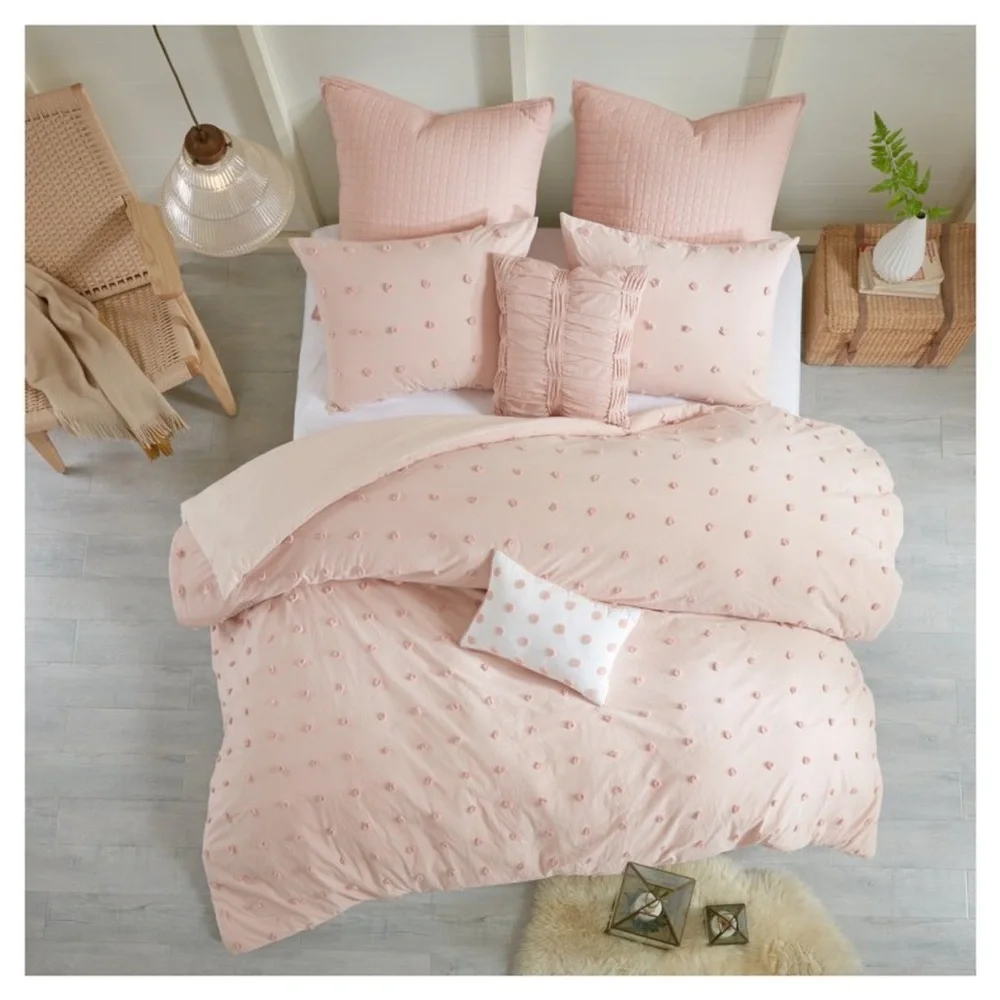 5pc Twin/Twin Extra Long Urban Habitat Kay Cotton Jacquard Duvet Cover Set Pink: